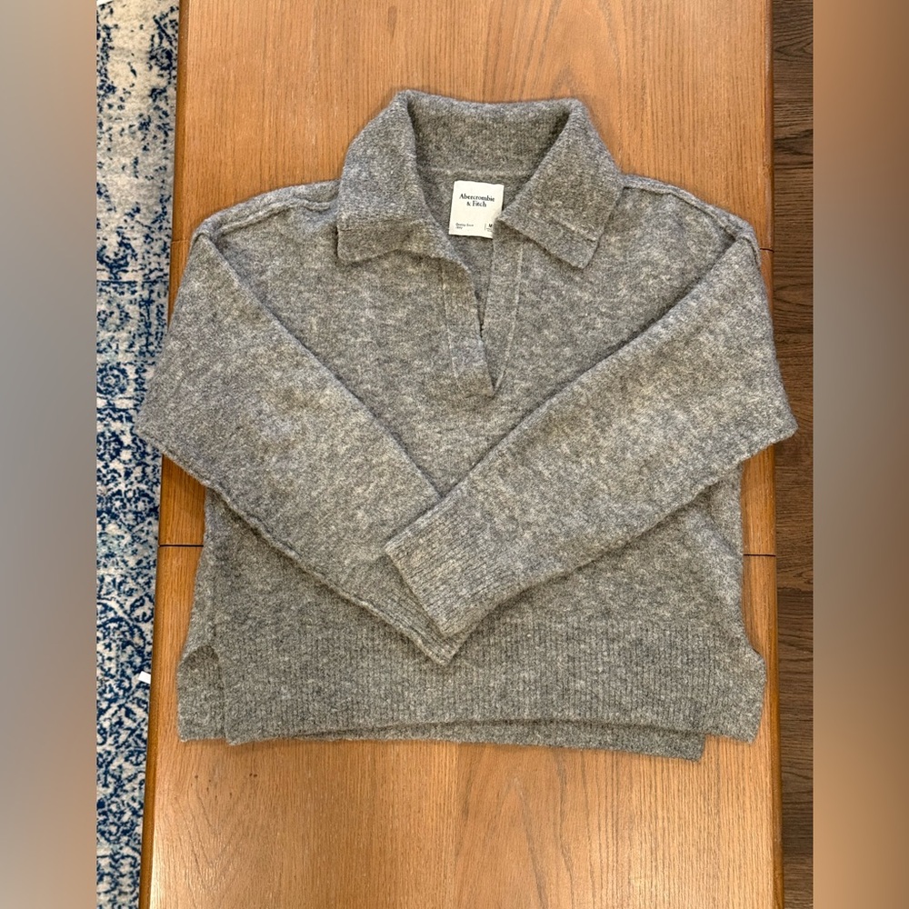 A&F Heather gray collared sweater